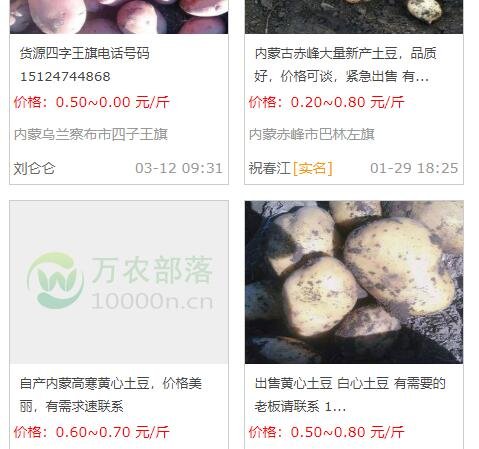 内蒙古土豆价格是多少钱一斤（内蒙土豆主要产地在哪） 1